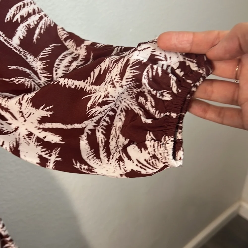 Express Printed Ruffle Hem Oversized Shirt Dress - Picture 9 of 9